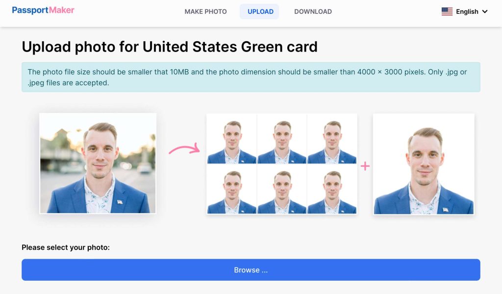 Upload your photo to PassportMaker.ai