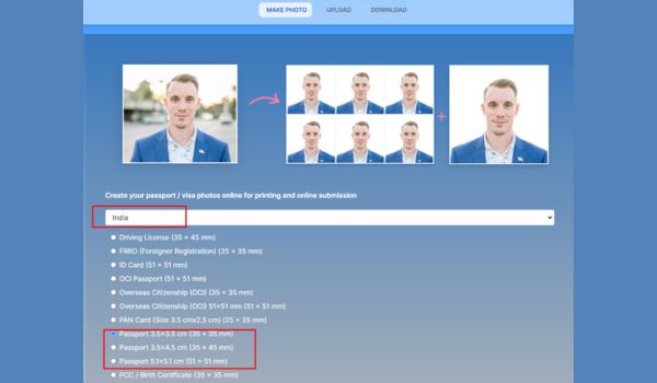 make Indian passport photo online